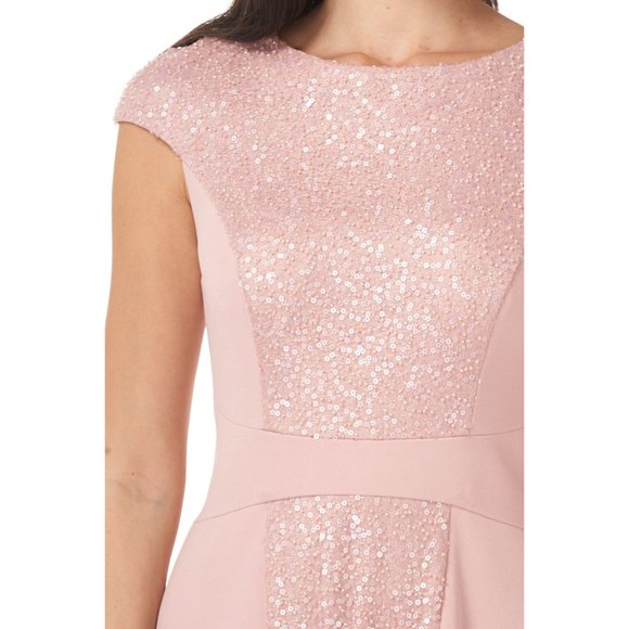 JS Collections Sequin & Crepe a-Line Dress in Blush - Size 10 - Picture 4 of 5